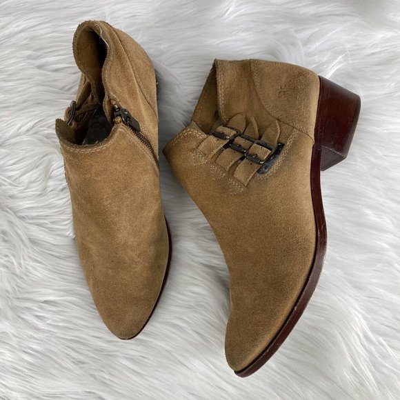 Frye Shoes - Frye Ray Suede Boho Tan Booties Size 7.5